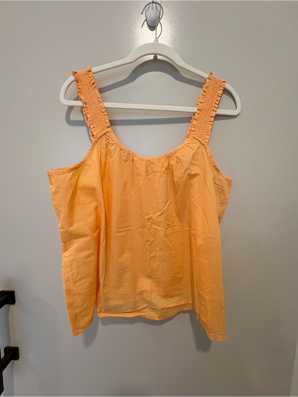 J. Crew Factory Peach Ruffle-Trim Cotton Tank